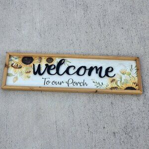 Rectangular Welcome To Our Porch Wooden Sign